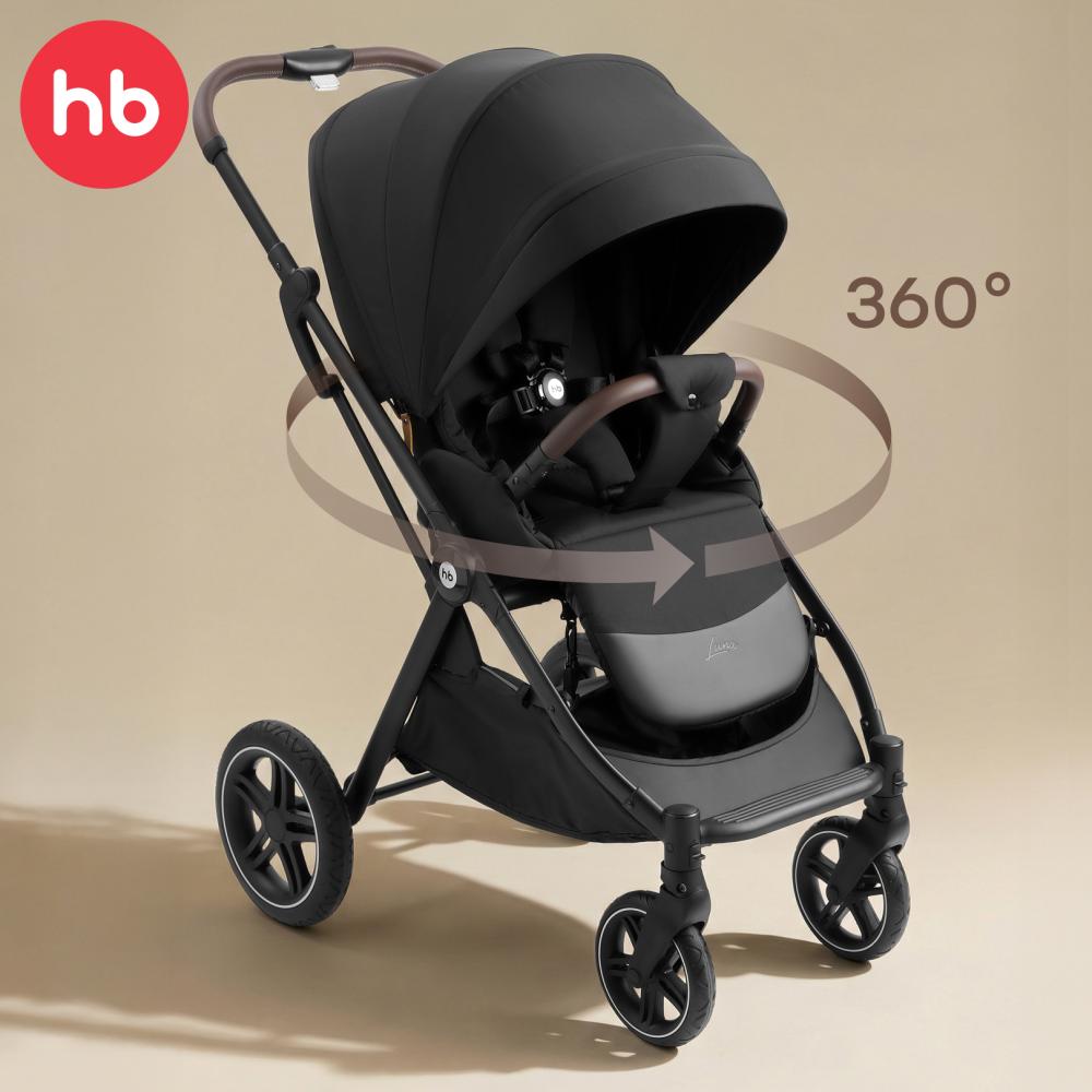Happy Baby Коляска прогулочная LUNA 360, black nova