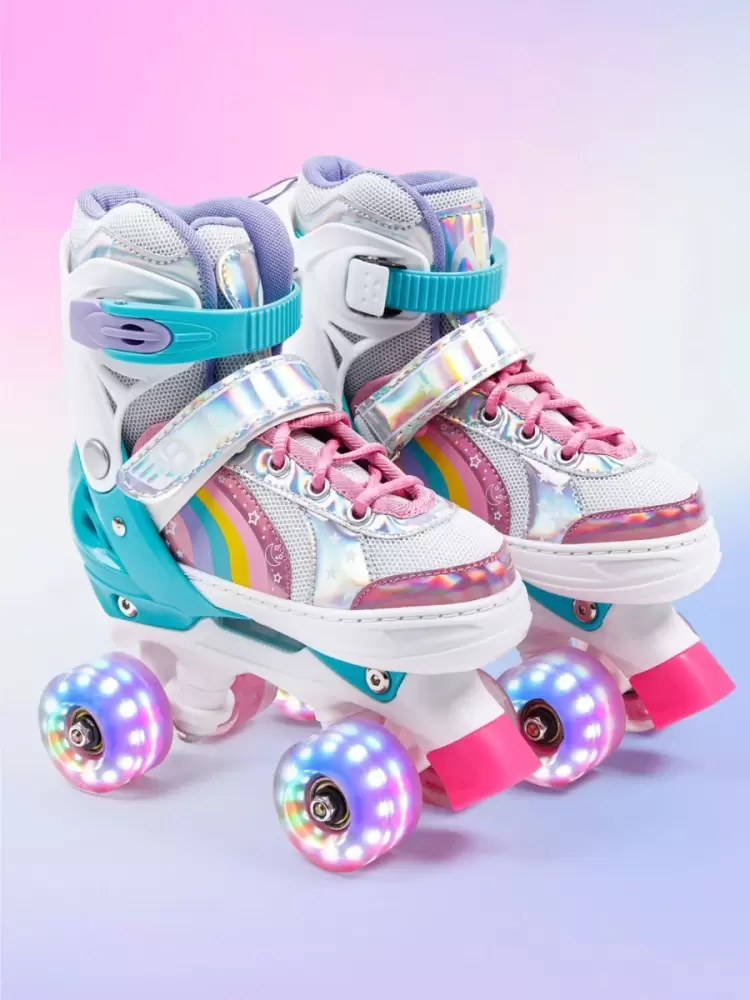 Ролики Amarobaby Disco раздвижные со светящимися колесами, розовые, размер 30-33
