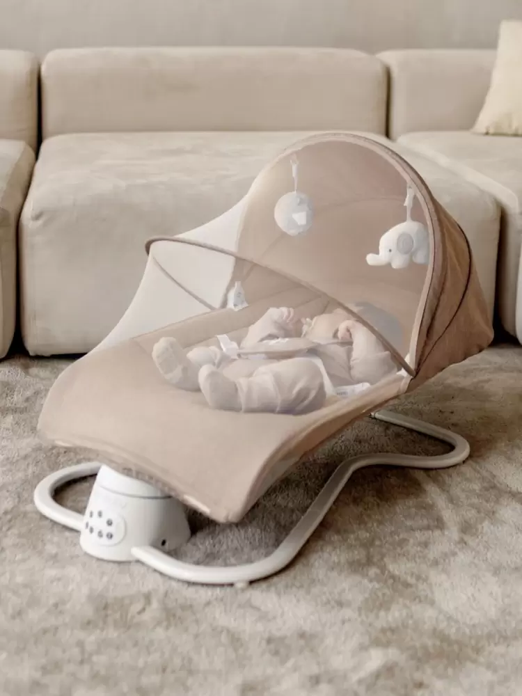 Качели электронные детские AMAROBABY HAPPY SWING, бежевый