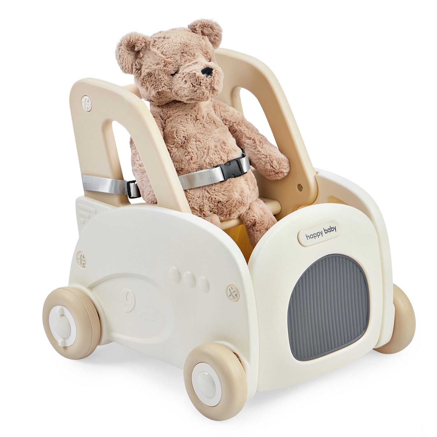 Happy Baby Игрушка-каталка, VROOMY «ВРУМИ», молочный / milky