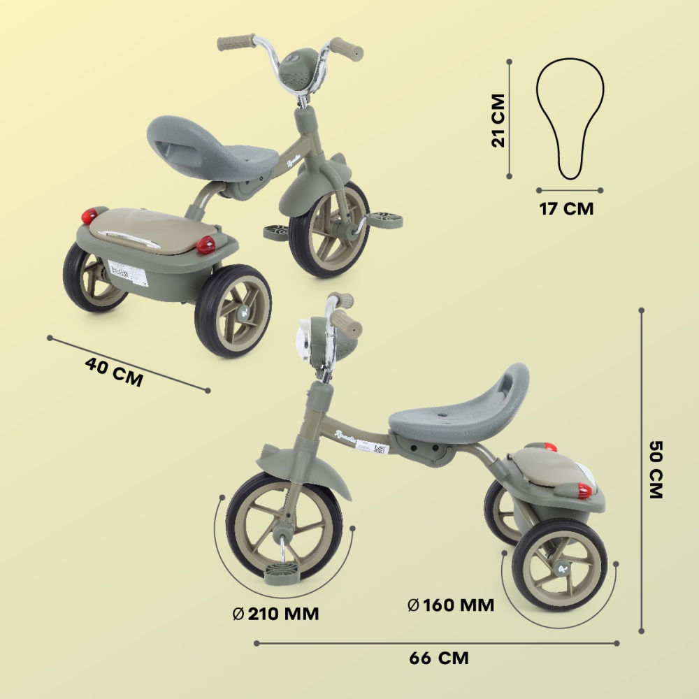 Детский трехколесный велосипед MOWBaby MC054 "ROADIE" (Green)