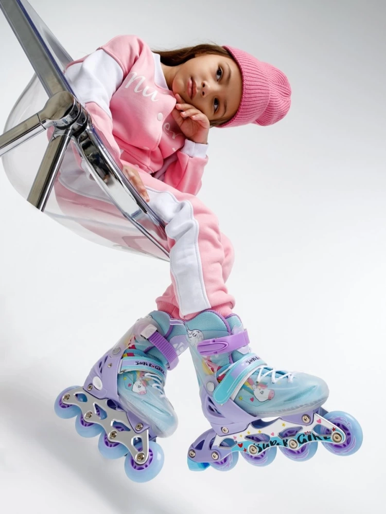 Ролики Amarobaby Rainbow раздвижные со светящимися колесами,мятный , размер 30-33
