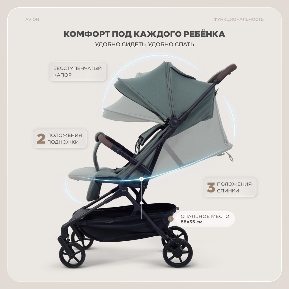 Коляска детская RANT "AVION carbon" RA407 Olive