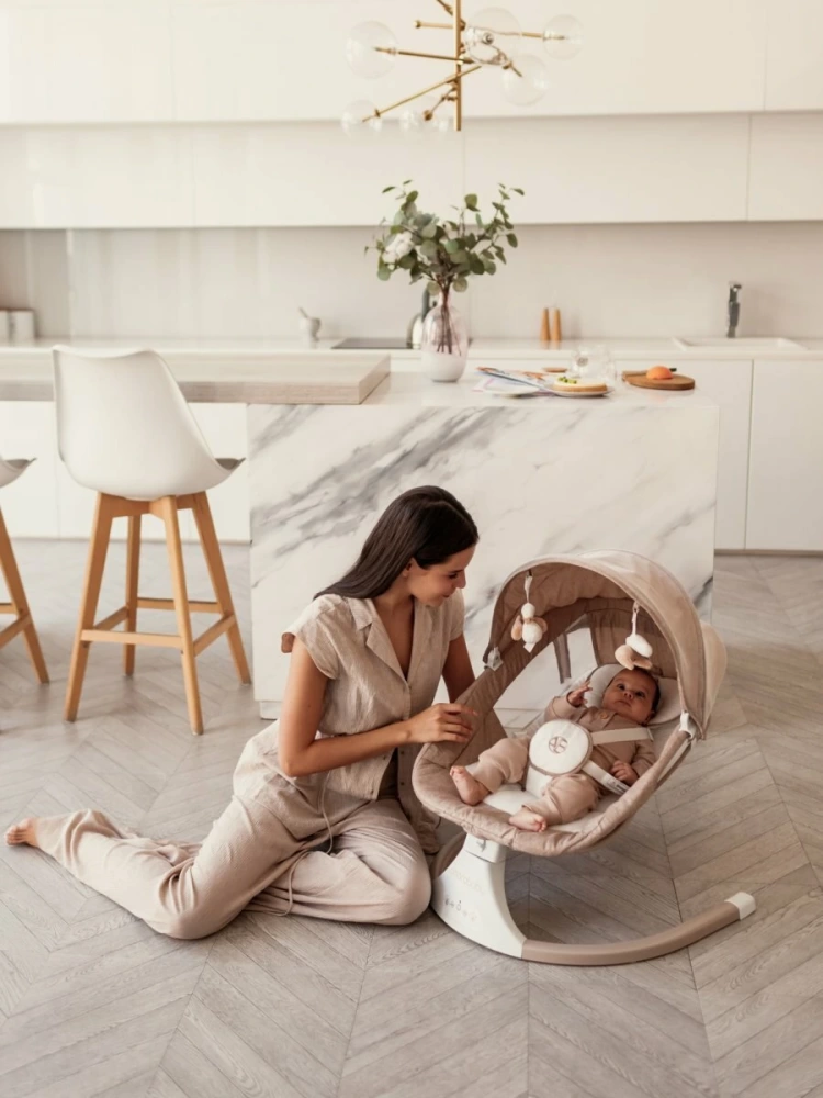 Качели электронные детские AMAROBABY LUCKY SWING, бежевый