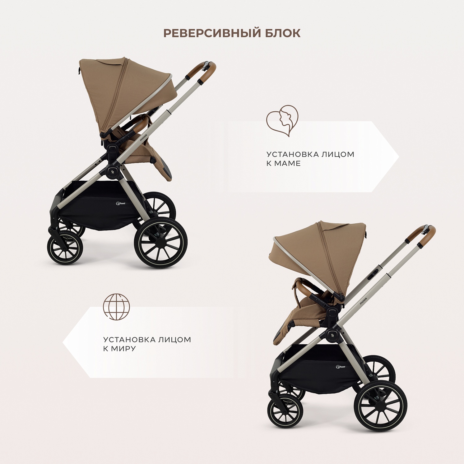 Коляска детская RANT "MOSS Prime" (2в1) RA321 Beige