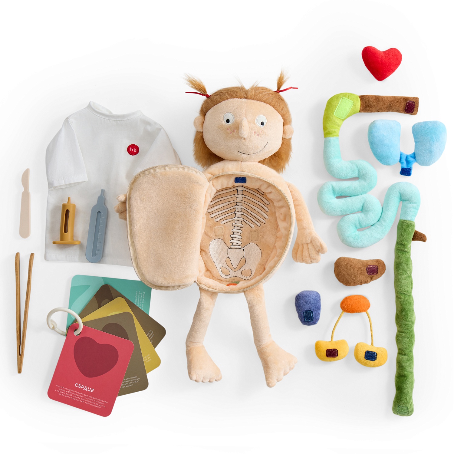 Happy Baby Мягкая игрушка кукла, FUNNY ANATOMY «ФАНИ АНАТОМИ», бежевый / beige