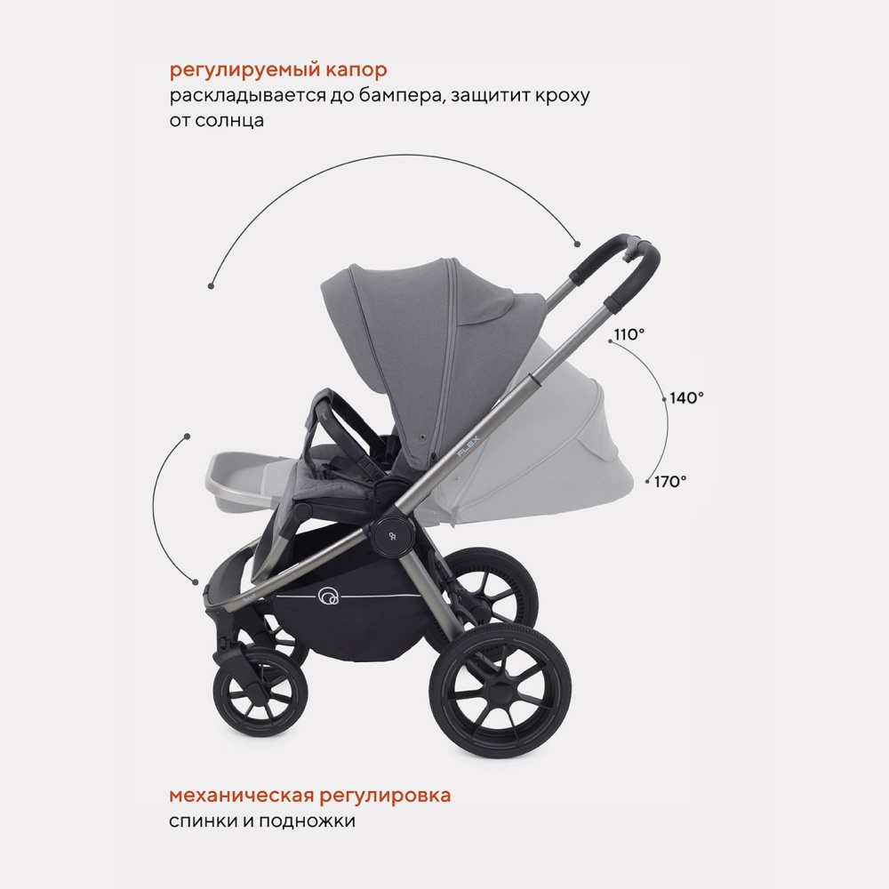 Коляска детская RANT "FLEX PRO" (3в1) RA075 Grey