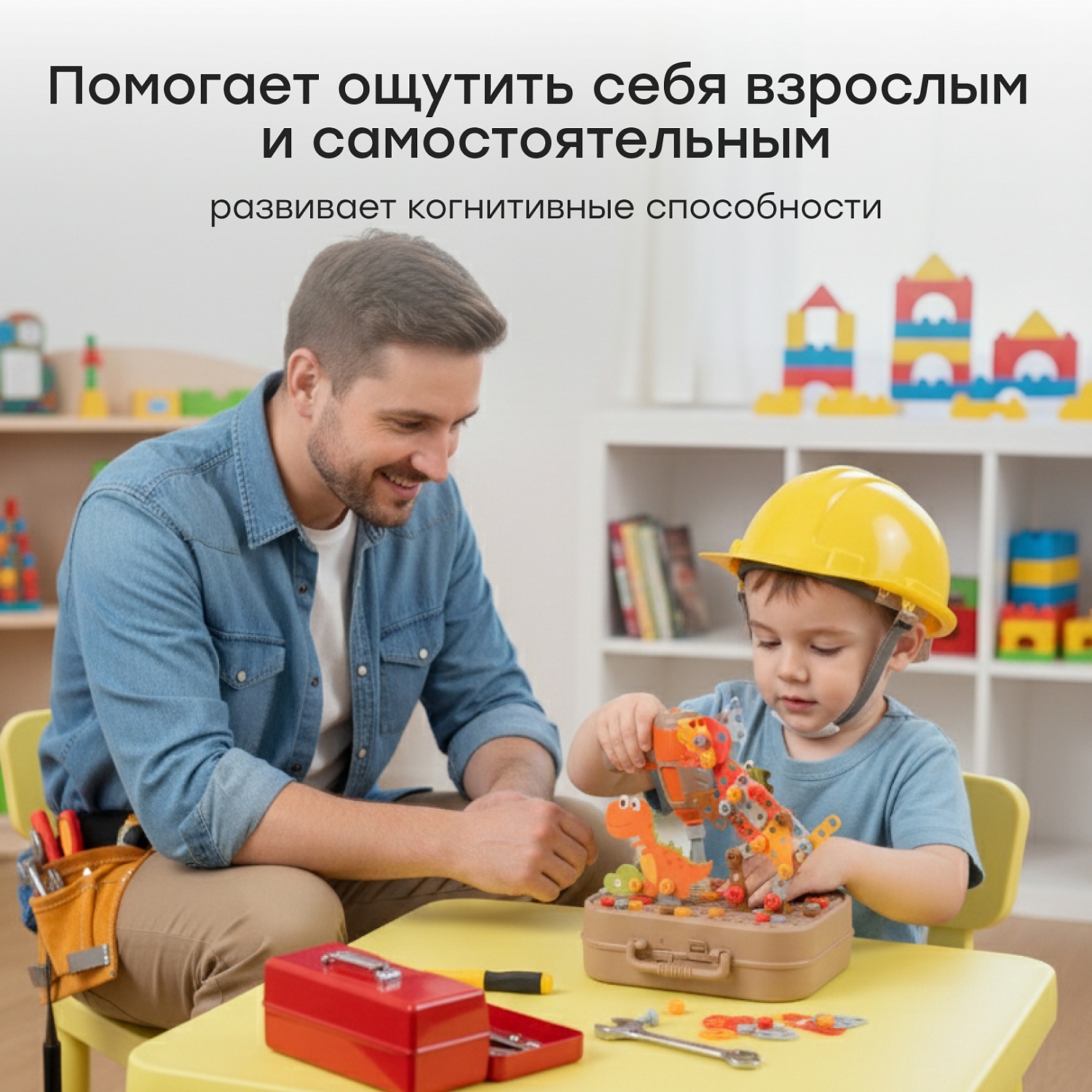 Happy Baby Конструктор игрушка DINO TOOL KIT «ДИНО ТУЛ КИТ», brown