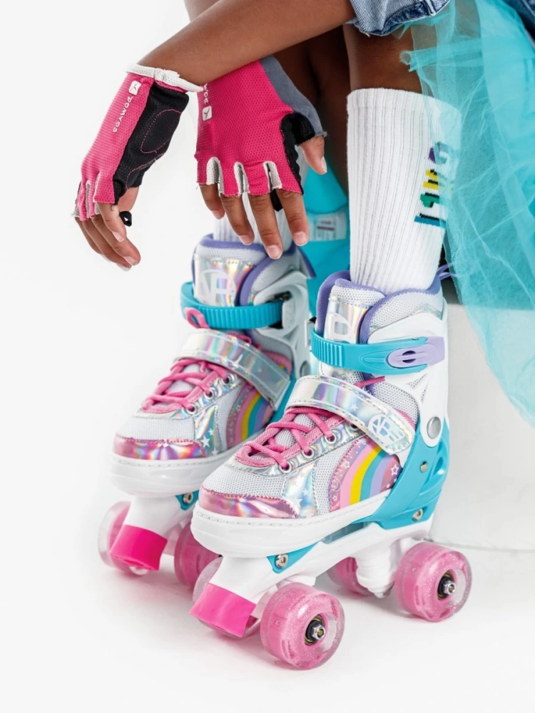 Ролики Amarobaby Disco раздвижные со светящимися колесами, розовые, размер 30-33