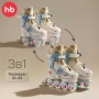 Happy Baby Раздвижные роликовые коньки детские VIBERS «ВАЙБЕРС», light blue & beige, S (31 - 34)