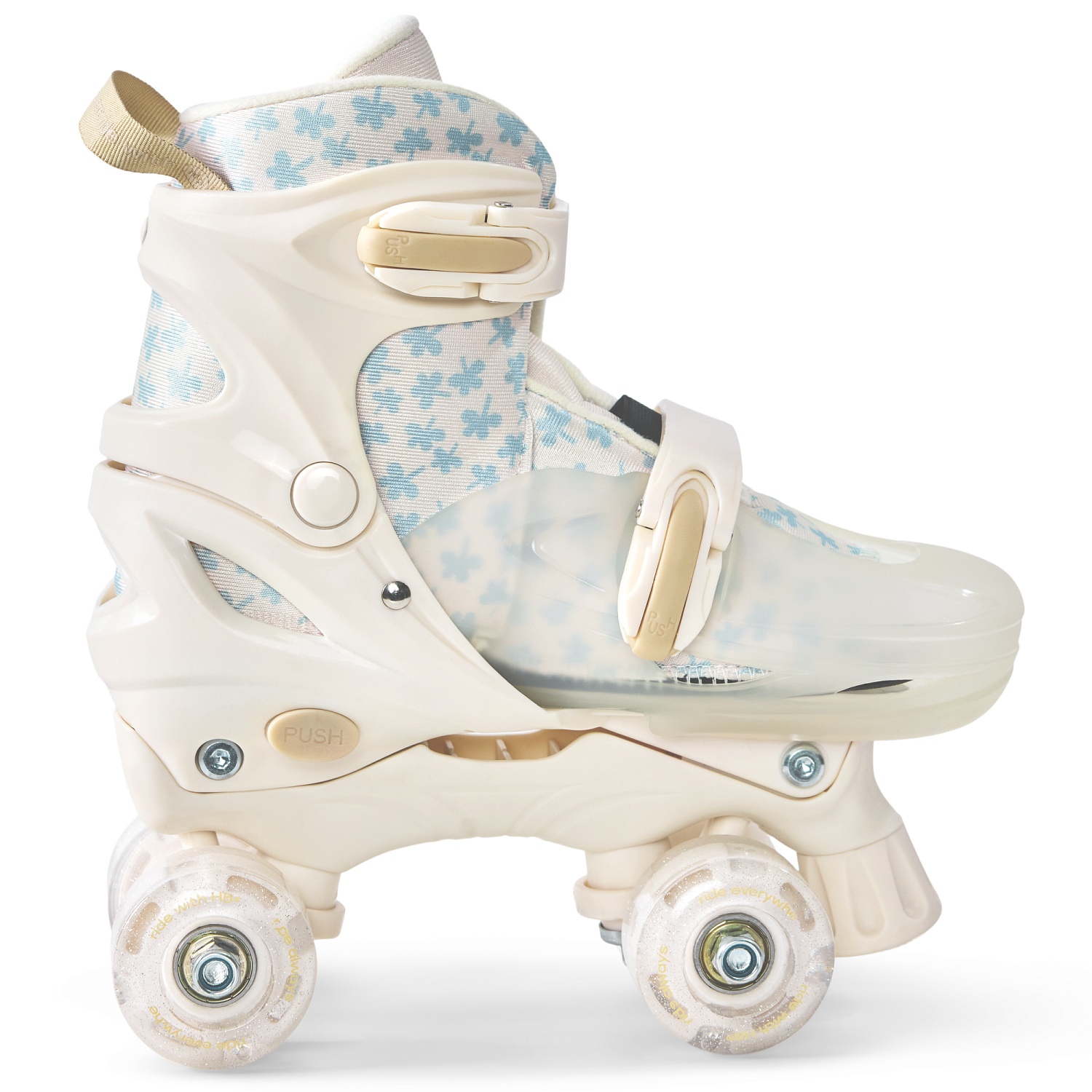 Happy Baby Ролики-коньки 3в1 детские SKROLLS, blue flowers, size M