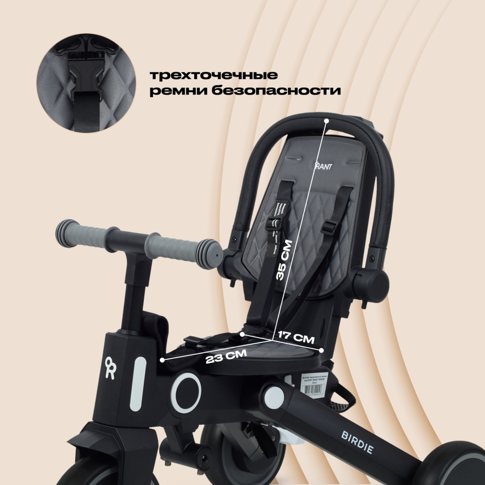 Детский трехколесный велосипед RANT RB202 "BIRDIE" (Grey)