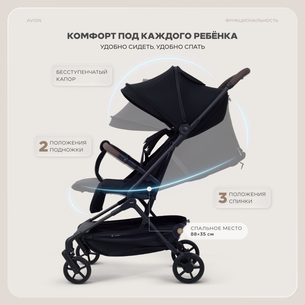 Коляска детская RANT "AVION carbon" RA407 Black