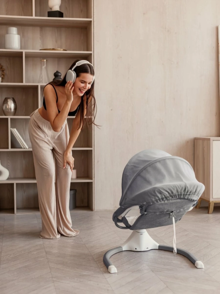 Качели электронные детские AMAROBABY LUCKY SWING, серый