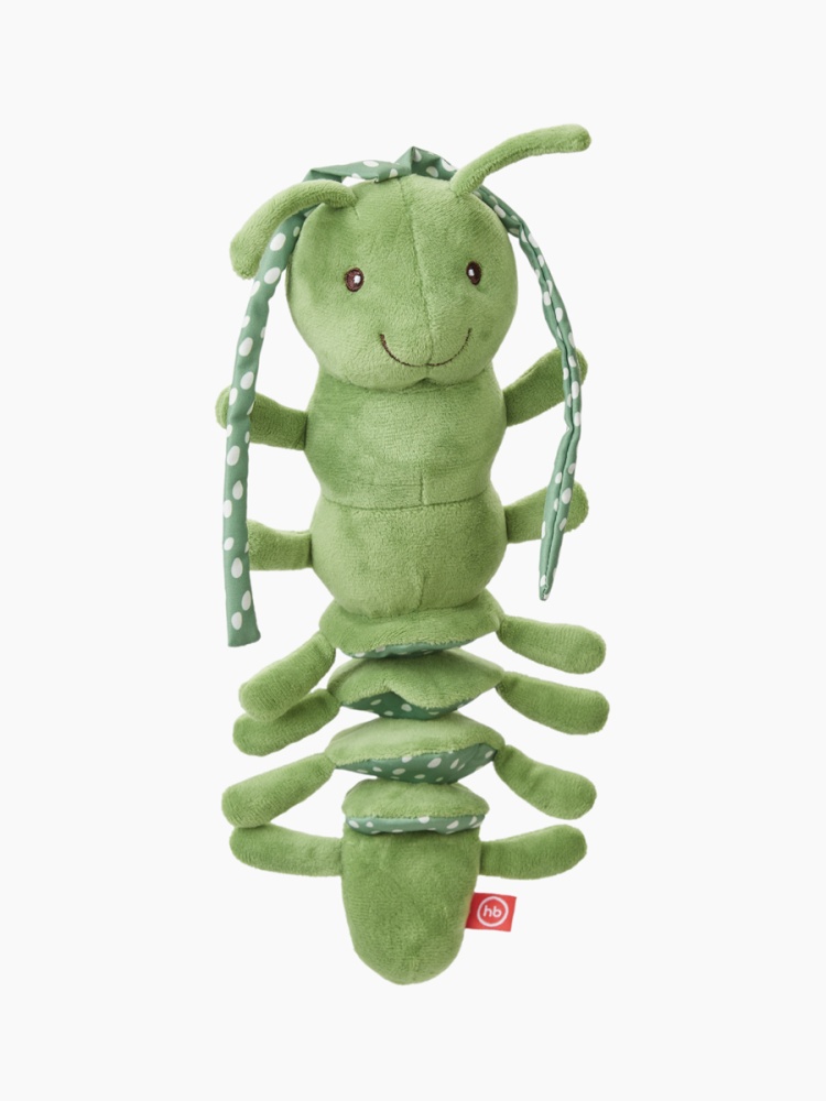 Happy Baby Подвесная игрушка-растяжка с вибрацией Гусеничка, green
