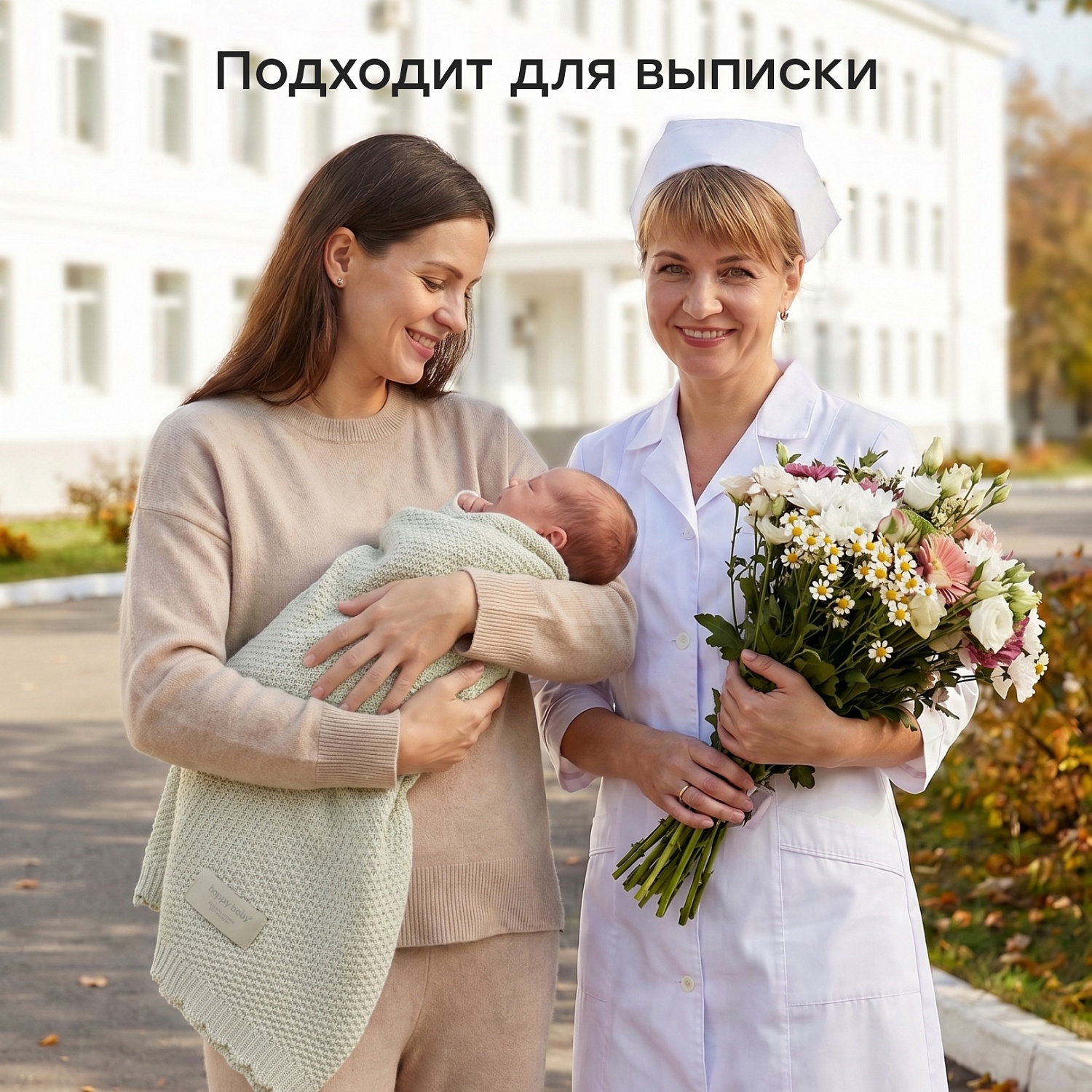 Happy Baby Плед детский, светло-оливковый / light olive