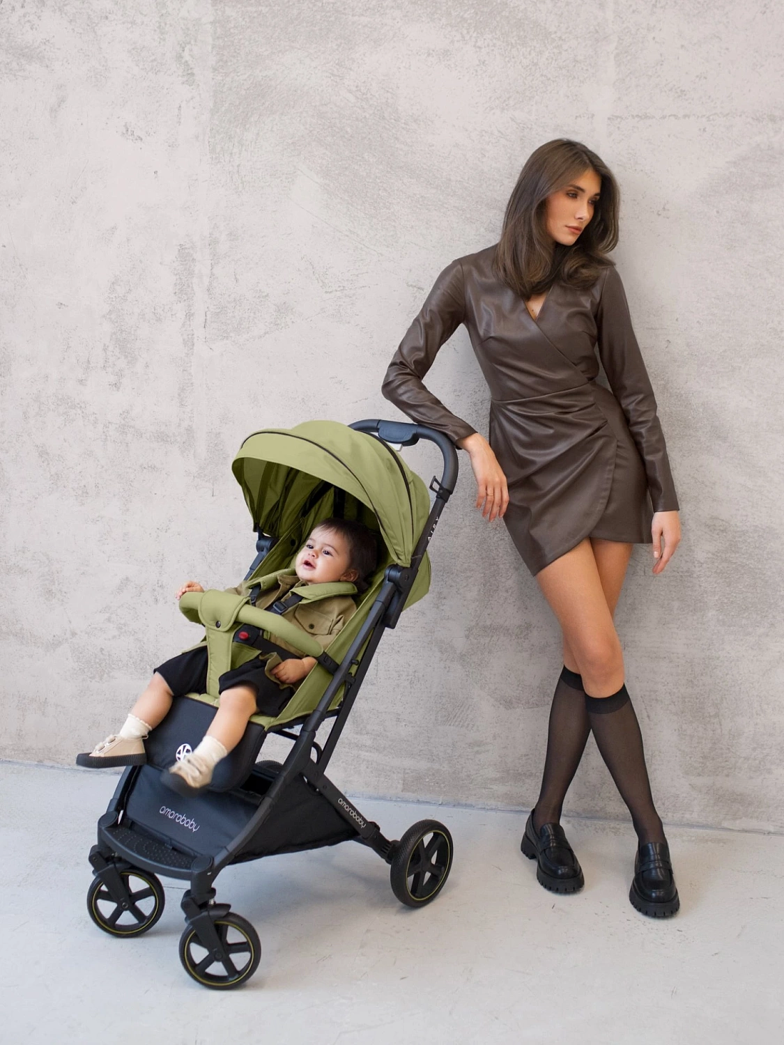 Коляска прогулочная Amarobaby, Airy, оливковый
