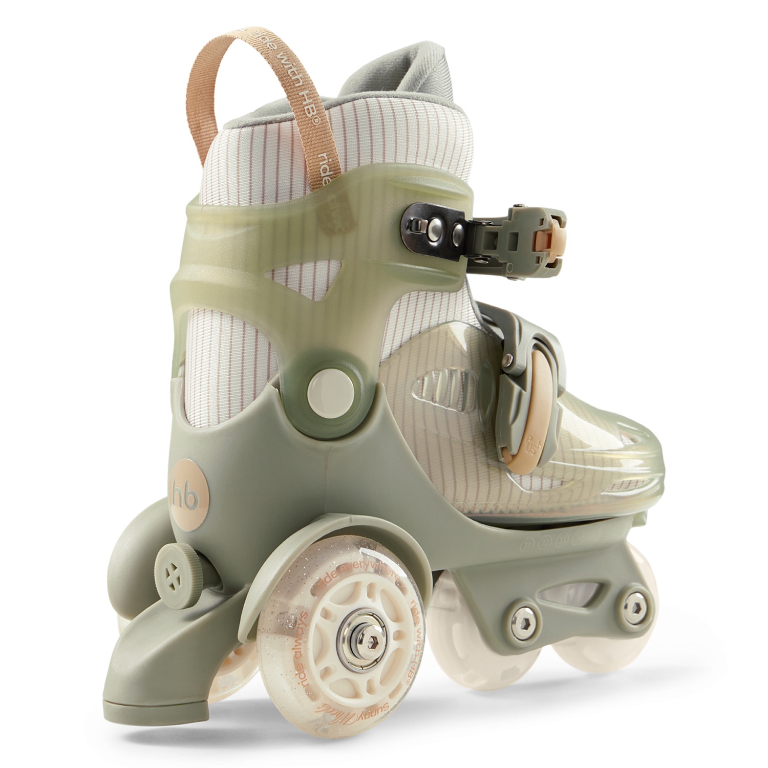 Happy Baby Раздвижные роликовые коньки детские SUNNY WHEELS, olive, S (26-29)