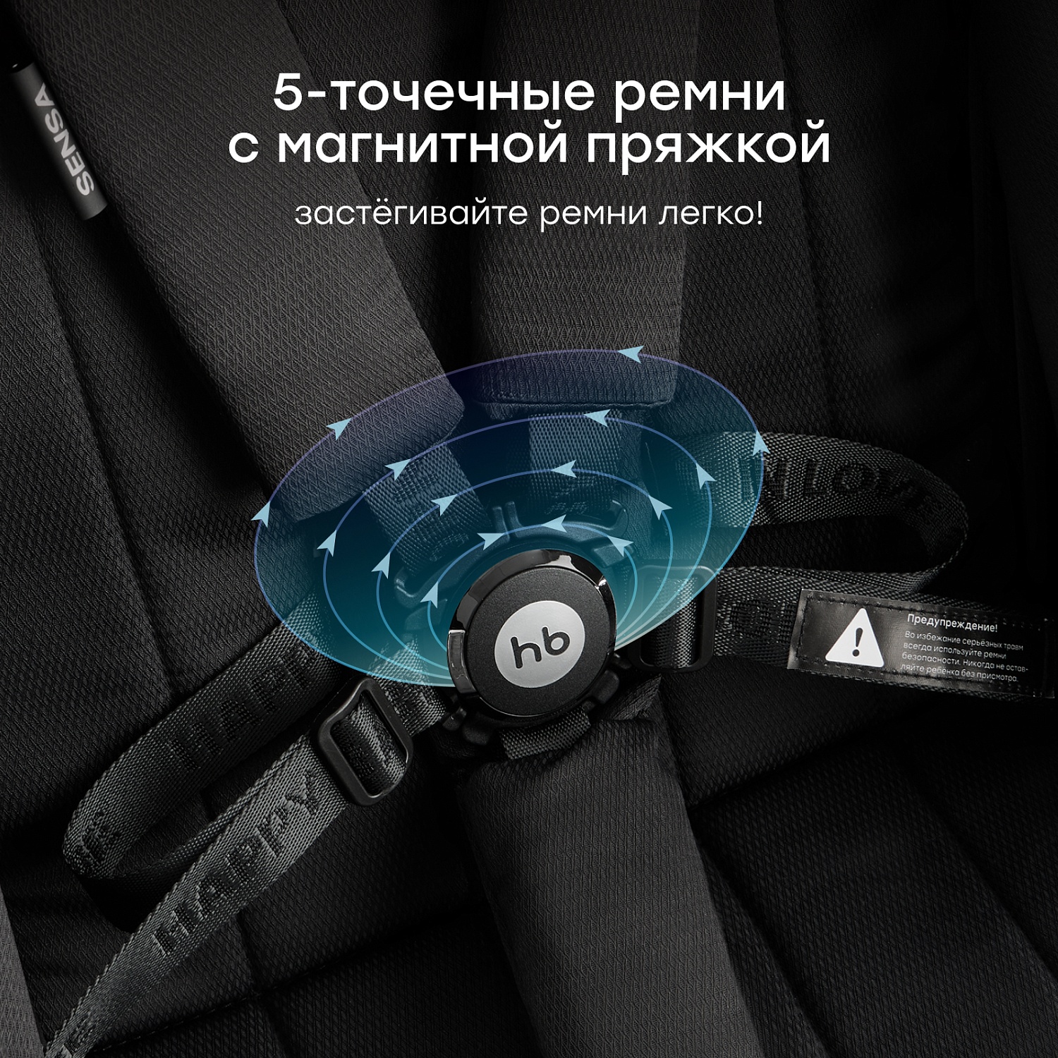 Happy Baby Коляска прогулочная SENSA, black nova