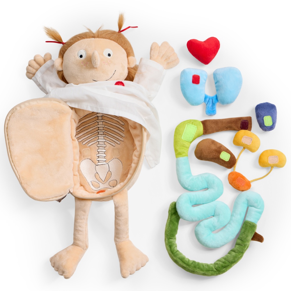 Happy Baby Мягкая игрушка кукла, FUNNY ANATOMY «ФАНИ АНАТОМИ», бежевый / beige