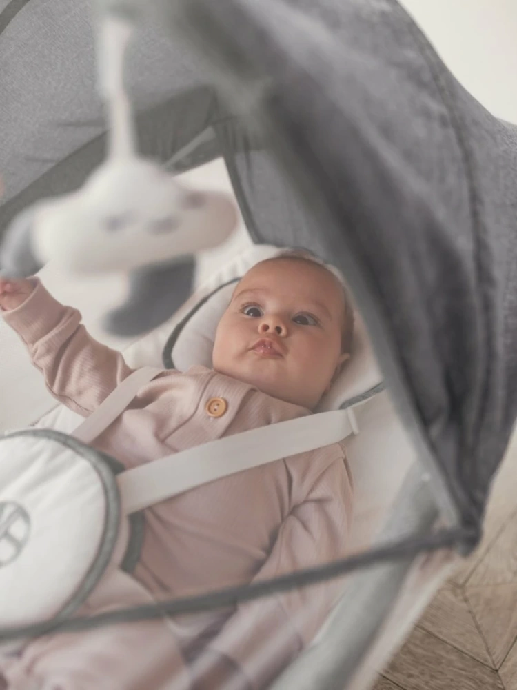 Качели электронные детские AMAROBABY LUCKY SWING, серый