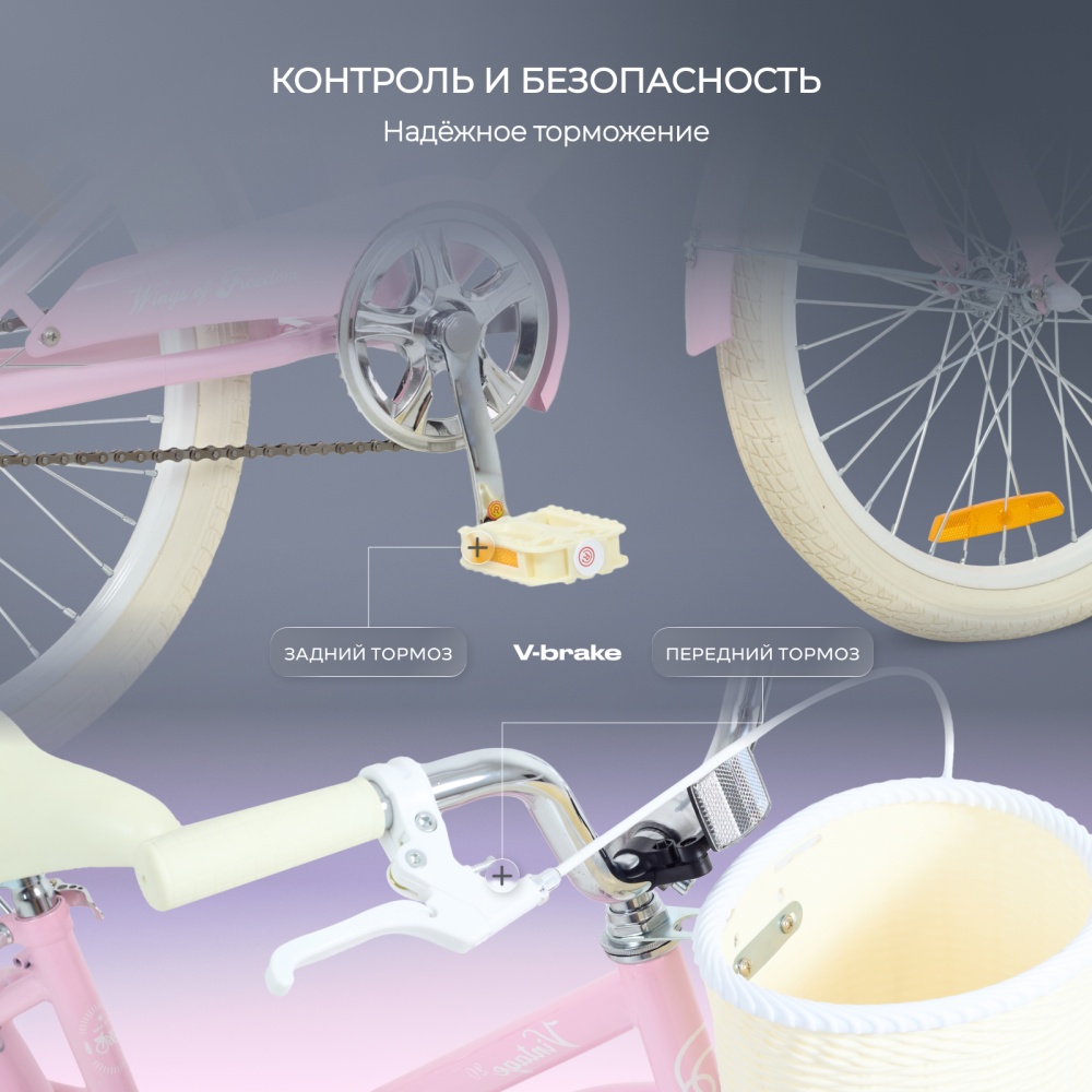 Велосипед 2-х колесный детский RANT "Vintage" Pink 20"