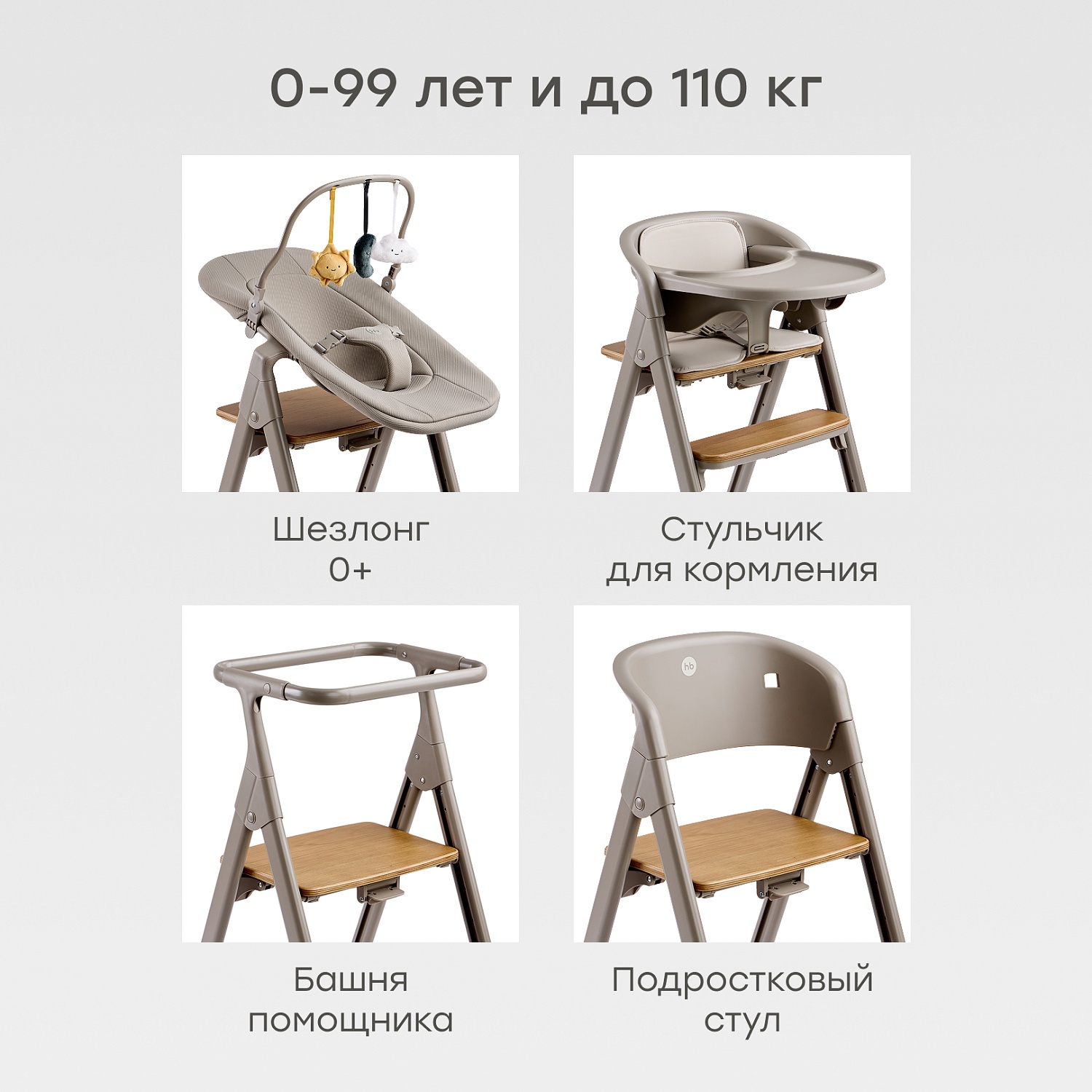 Happy Baby Стул для кормления DORIAN, серый / grey