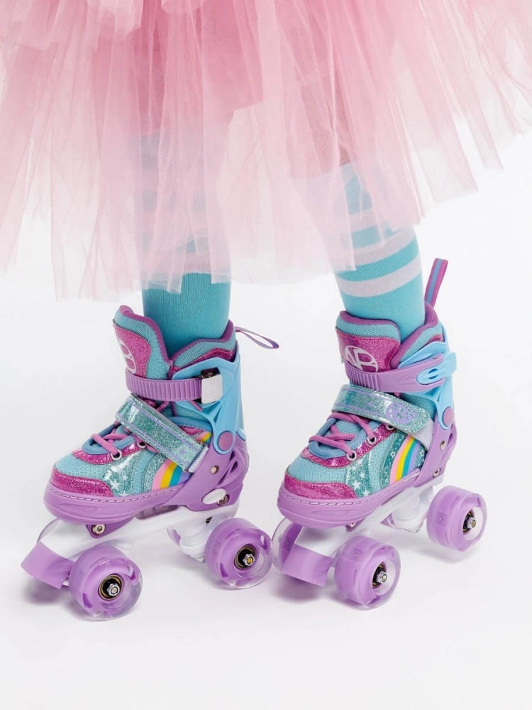 Ролики Amarobaby Disco раздвижные со светящимися колесами, фиолетовый, размер 30-33