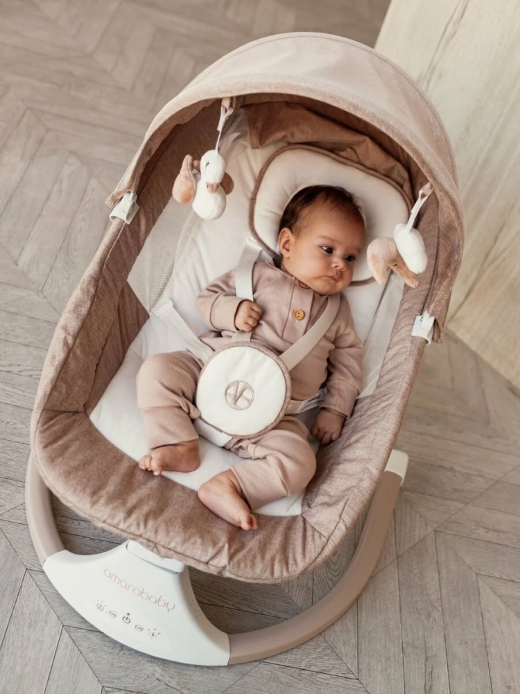 Качели электронные детские AMAROBABY LUCKY SWING, бежевый