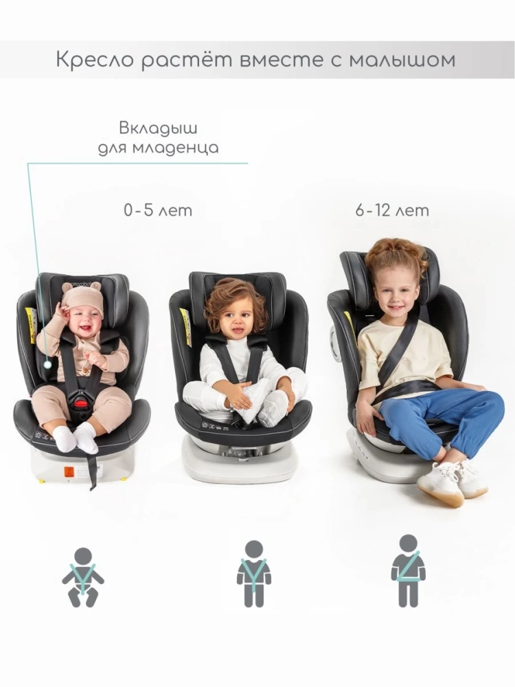 Автокресло детское AMAROBABY CHAMPION, Isofix класс D, группа 0+/1/2/3, (бежевый)