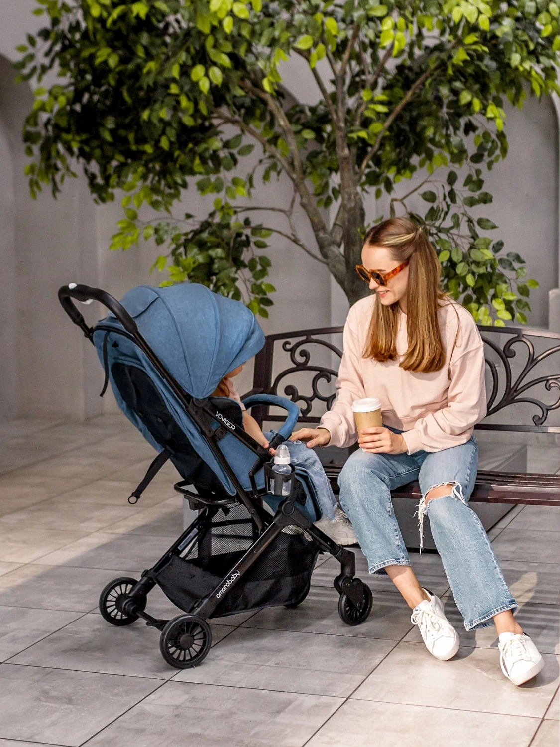 Коляска прогулочная AMAROBABY VOYAGER, синий