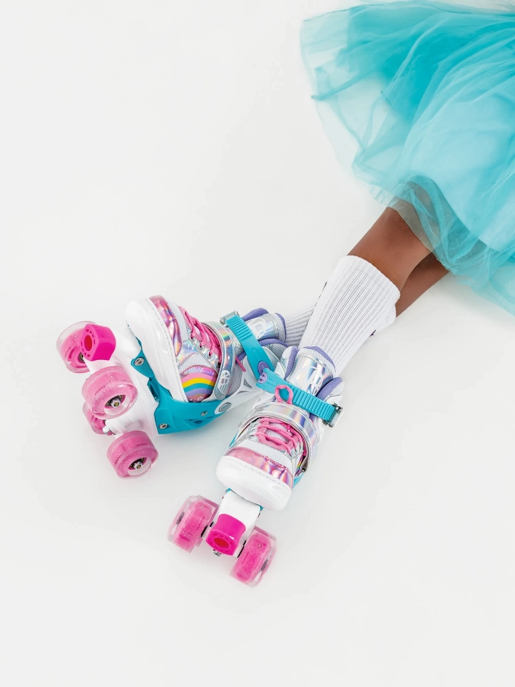 Ролики Amarobaby Disco раздвижные со светящимися колесами, розовые, размер 26-29