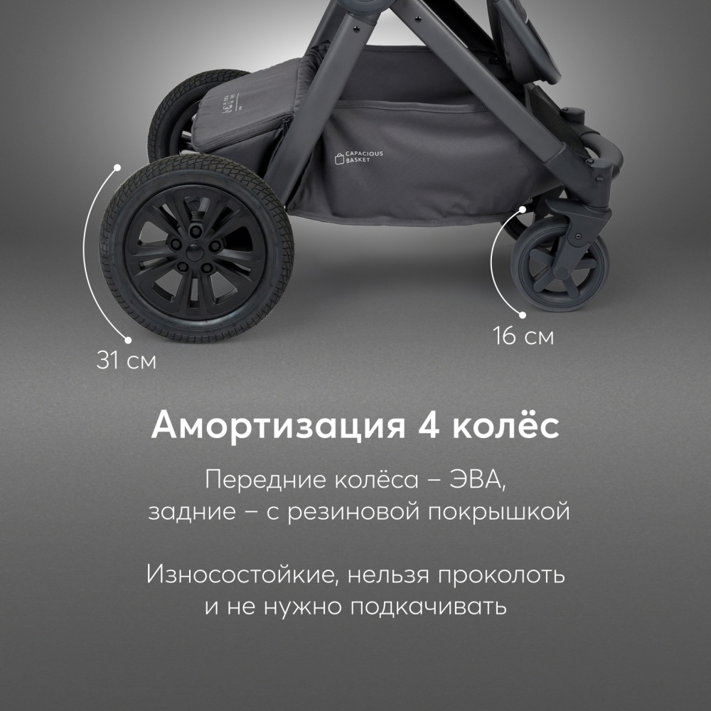 Happy Baby Коляска 2 в 1 MOMMER PRO, dark grey