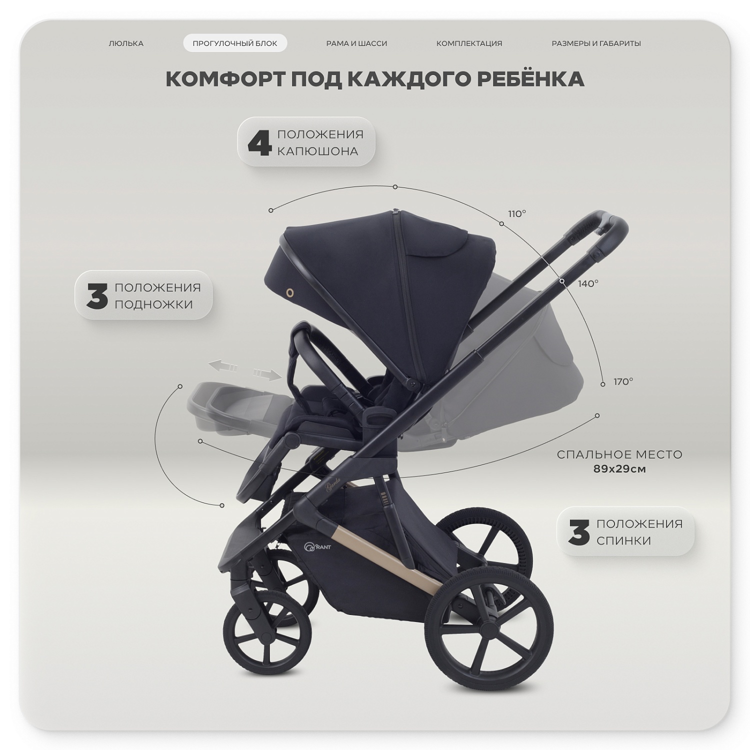 Коляска детская RANT "GARDA" (2в1) RA114 Black