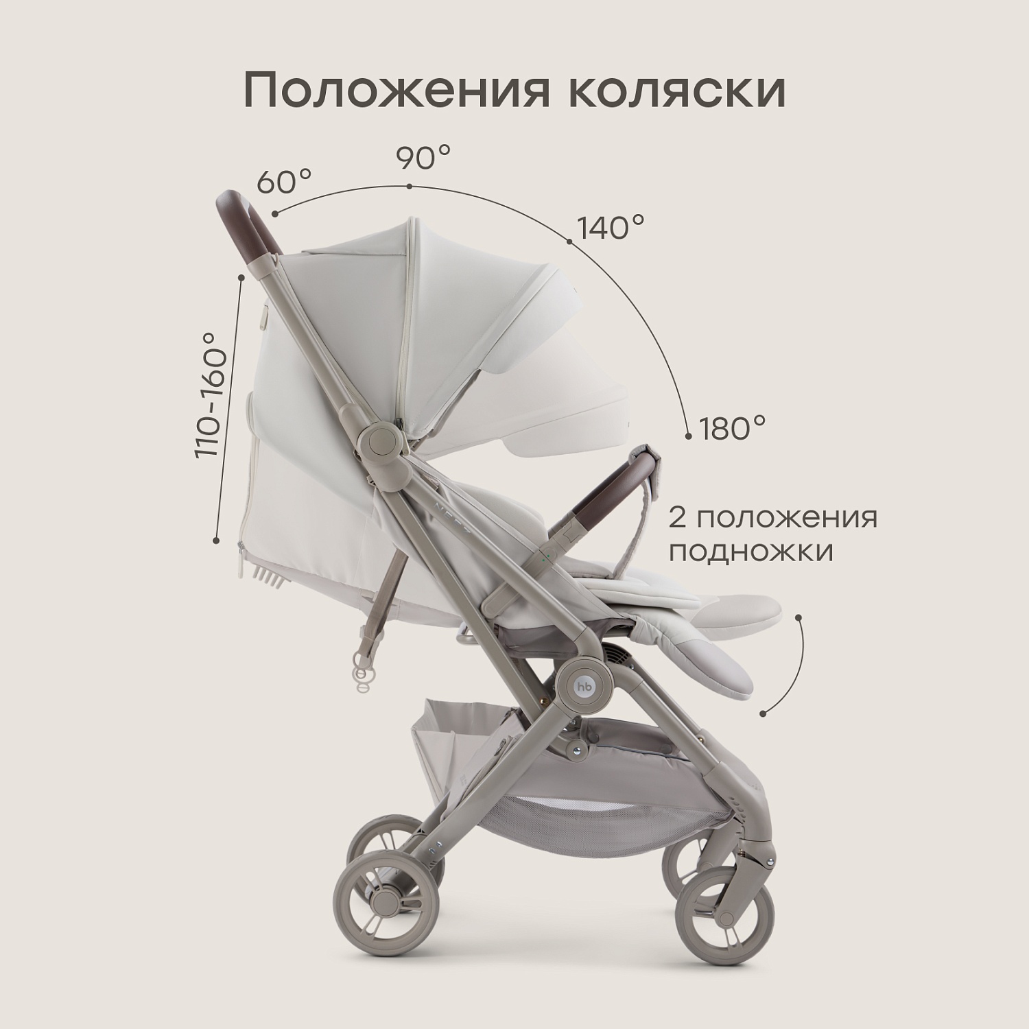 Happy Baby Коляска прогулочная NEEZ, light grey fix