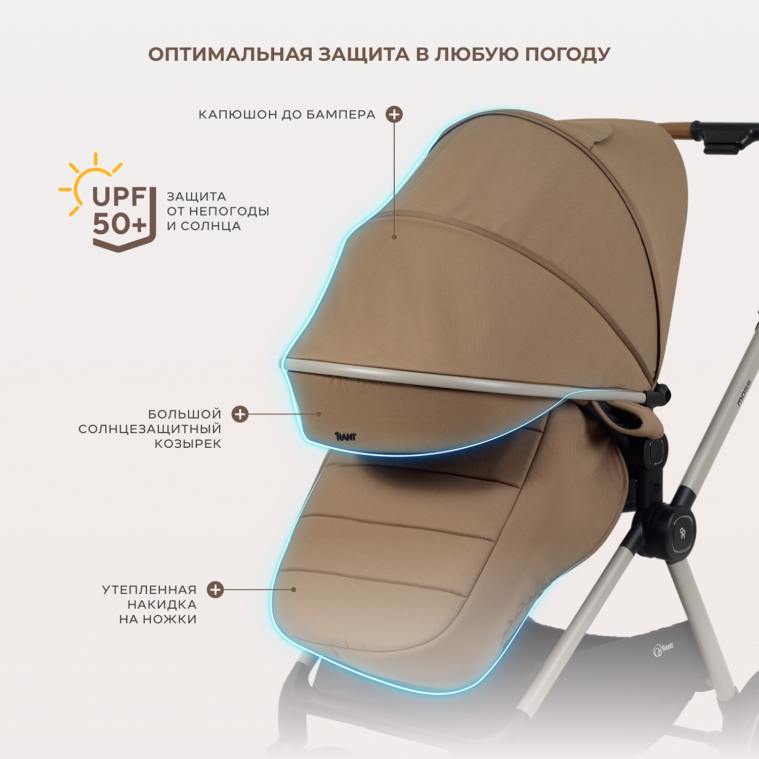 Коляска детская RANT "MOSS Prime" (2в1) RA321 Beige
