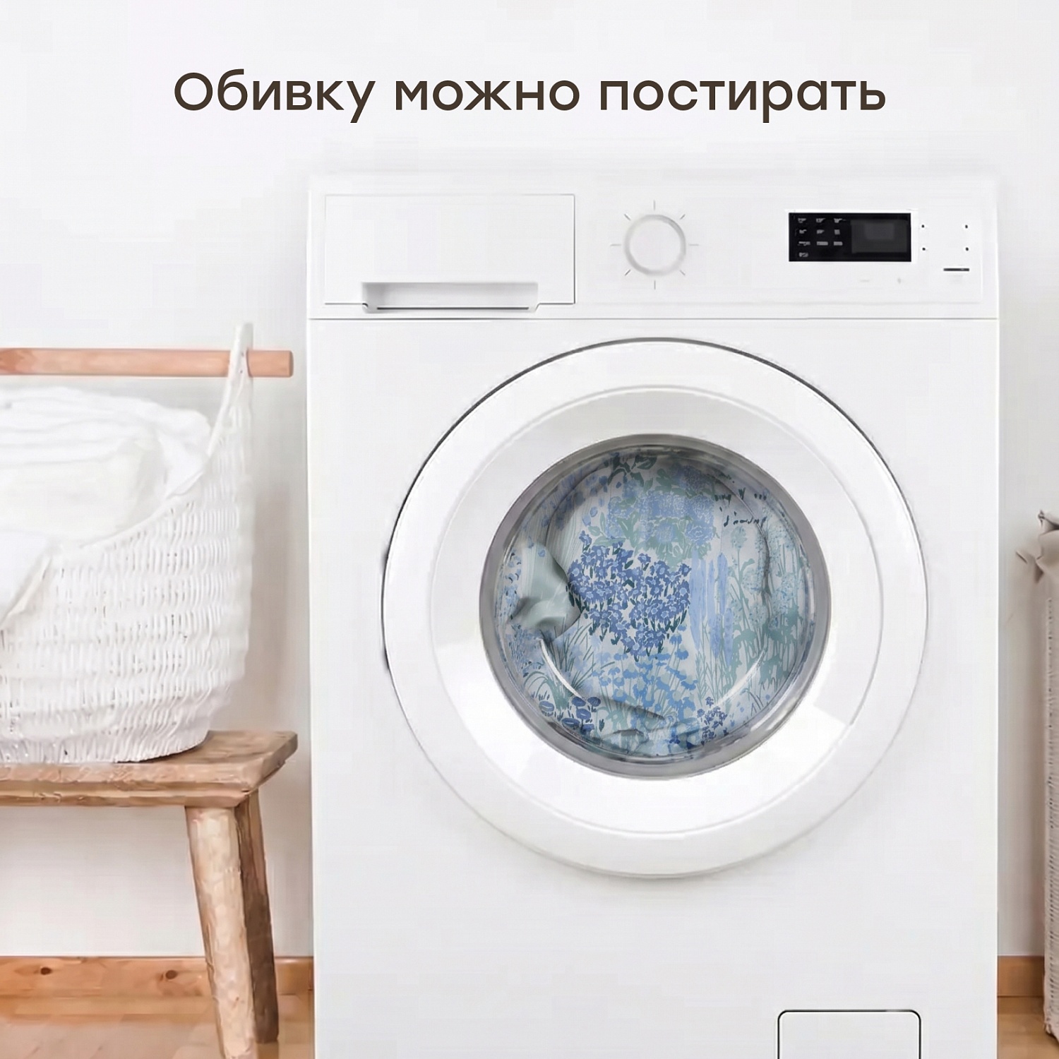 Happy Baby Игрушечная коляска, ASHLEY «ЭШЛИ», светло-синий (цветы)