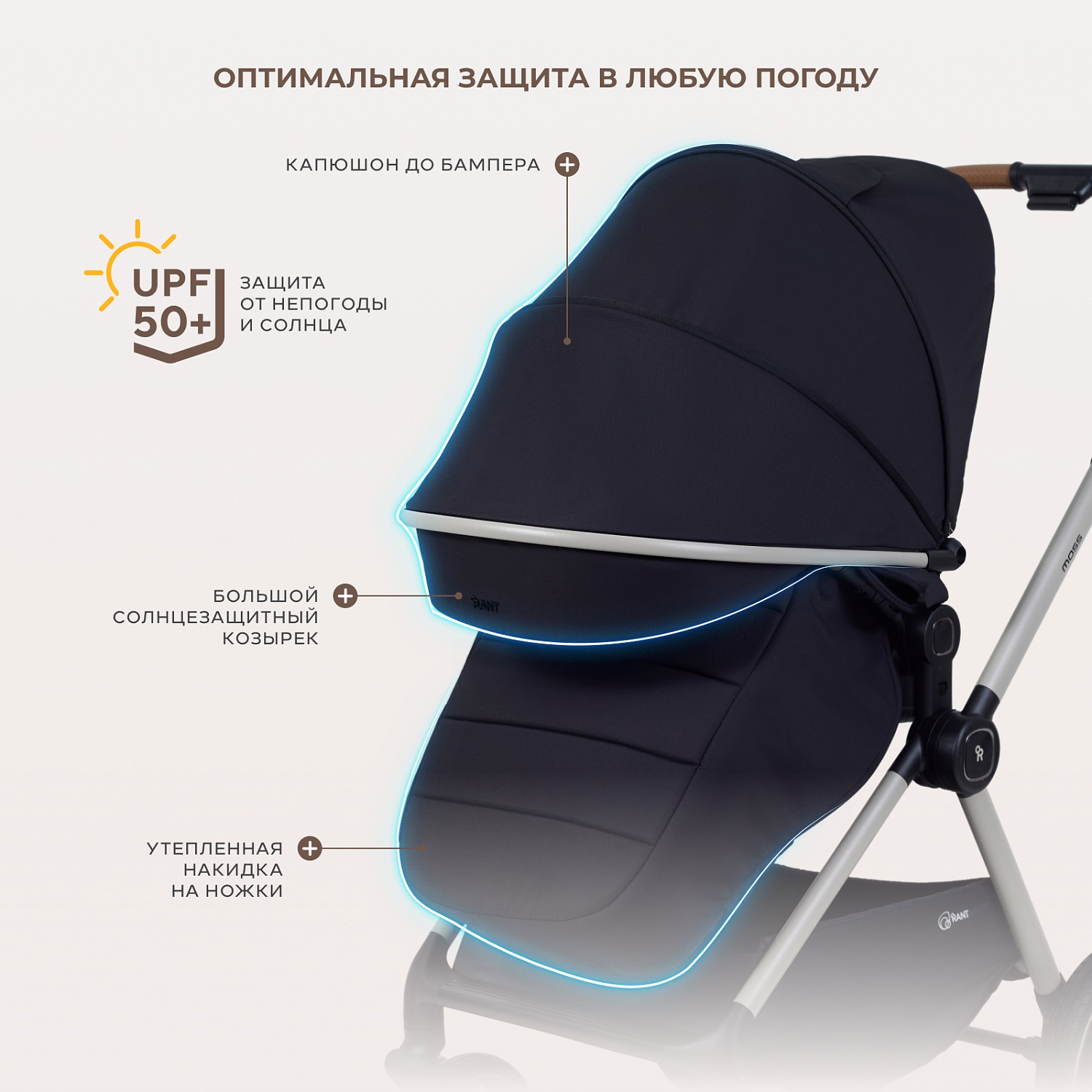 Коляска детская RANT "MOSS Prime" (2в1) RA321 Black