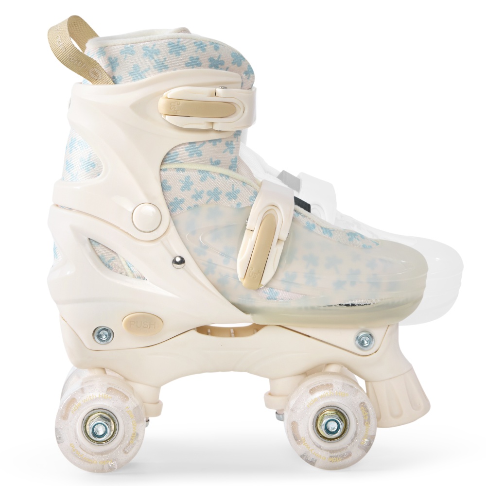 Happy Baby Ролики-коньки 3в1 детские SKROLLS, blue flowers, size M