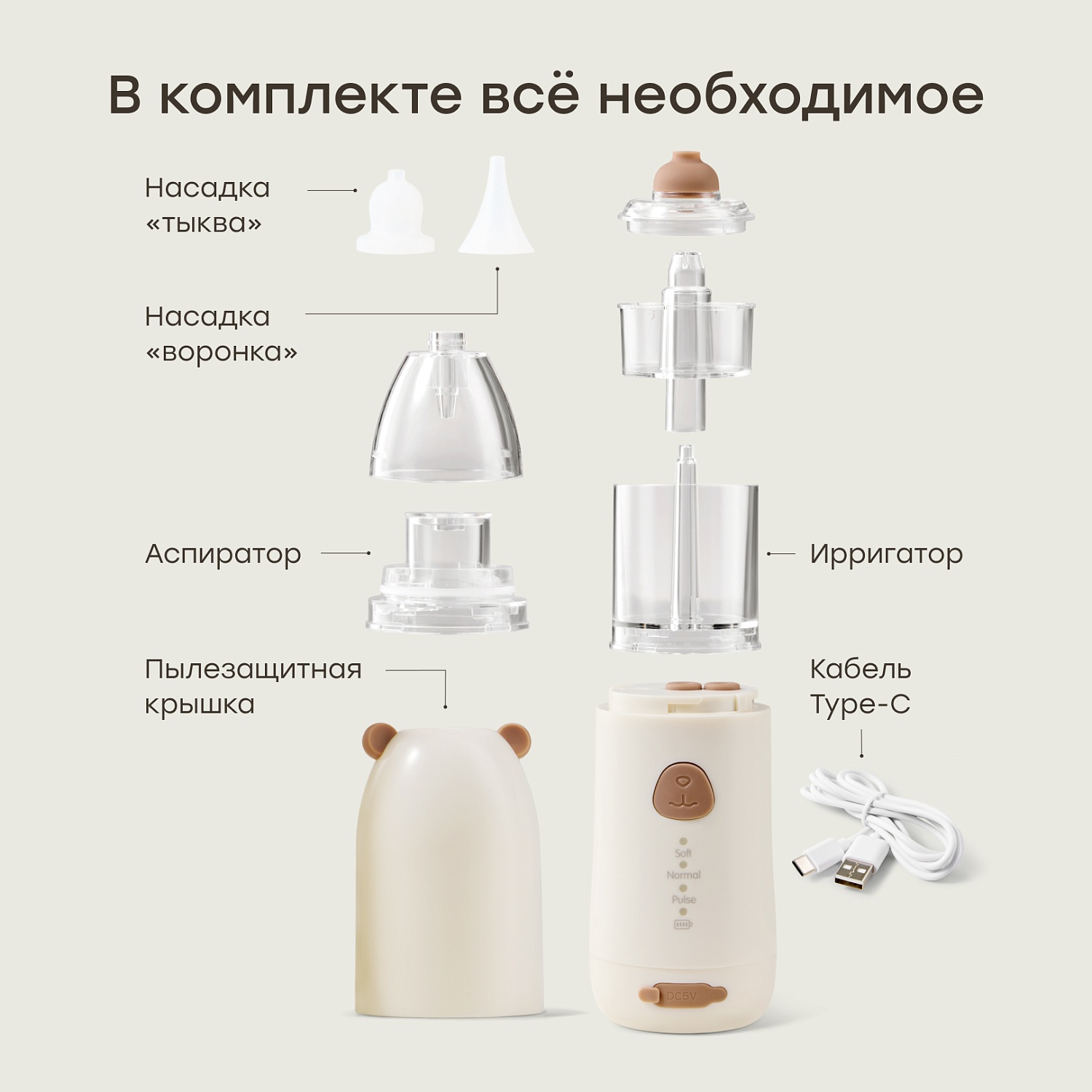 Happy Baby Назальный ирригатор с функцией аспиратора, медведь / bear