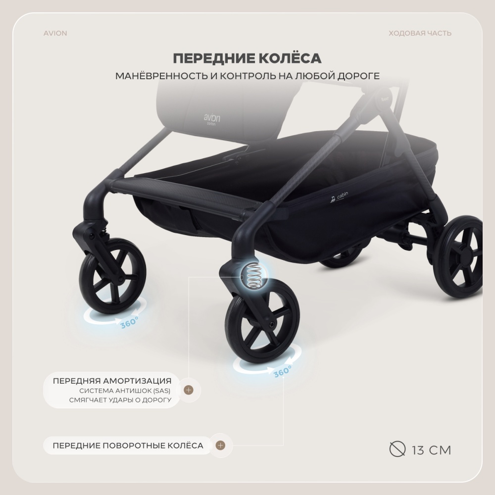 Коляска детская RANT "AVION carbon" RA407 Black
