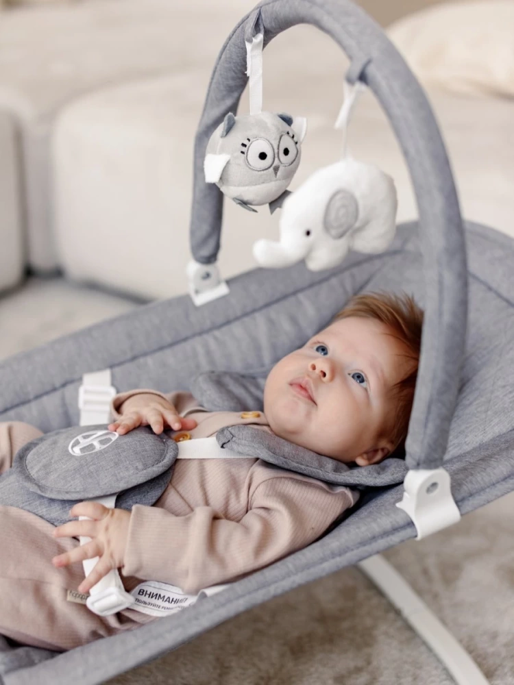 Качели электронные детские AMAROBABY HAPPY SWING, серый