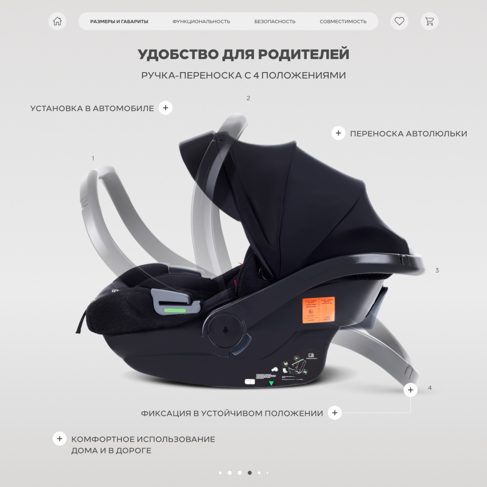 Автокресло RANT UB516 Pro КЕРРИ (CARRY) Черный (Black) (40-87см)