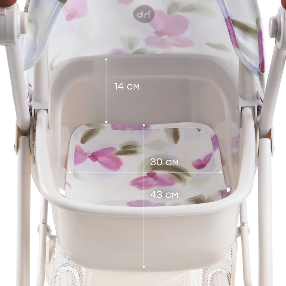 Happy Baby Игрушечная коляска, ASHLEY «ЭШЛИ», сиреневые цветы / lilac flowers