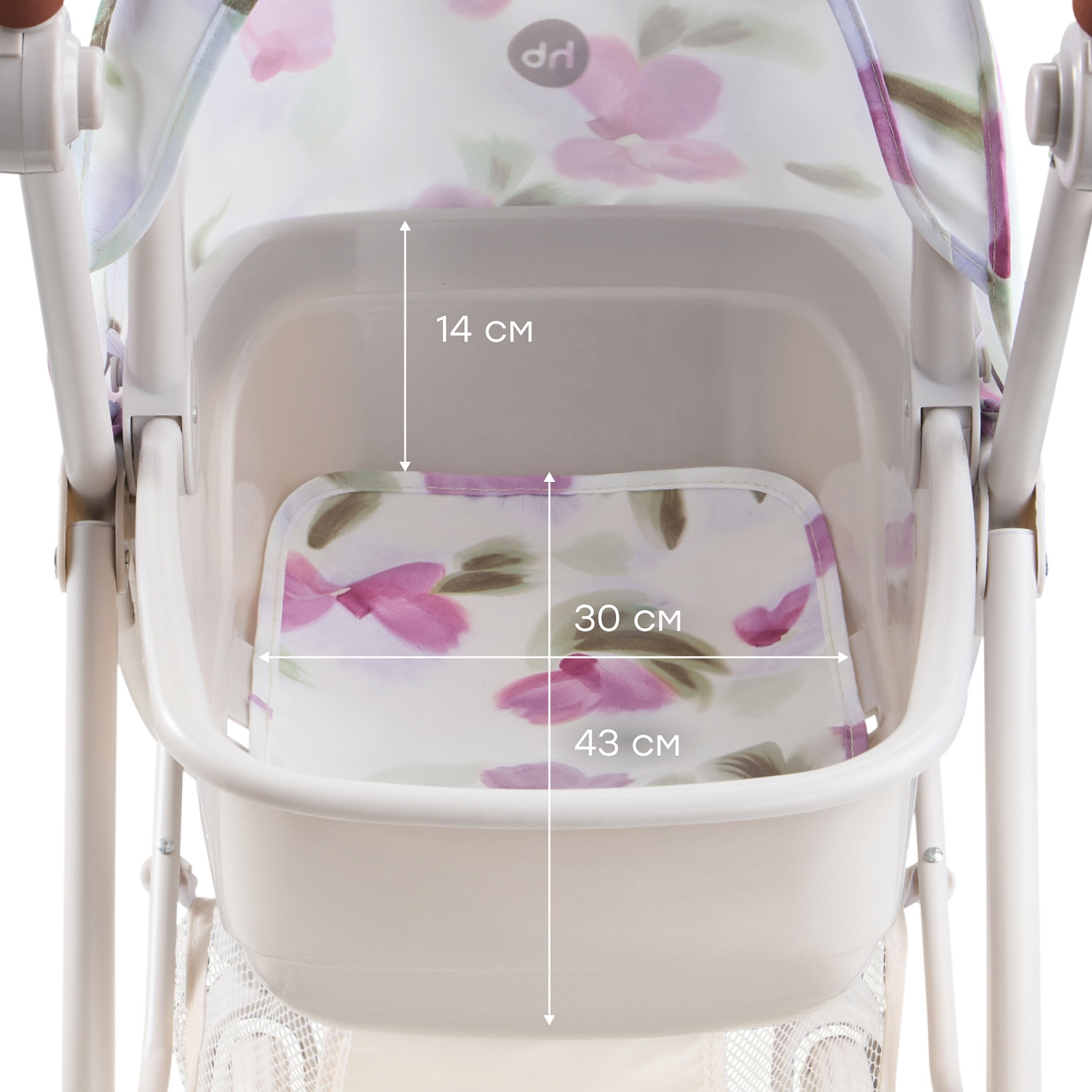 Happy Baby Игрушечная коляска, ASHLEY «ЭШЛИ», сиреневые цветы / lilac flowers