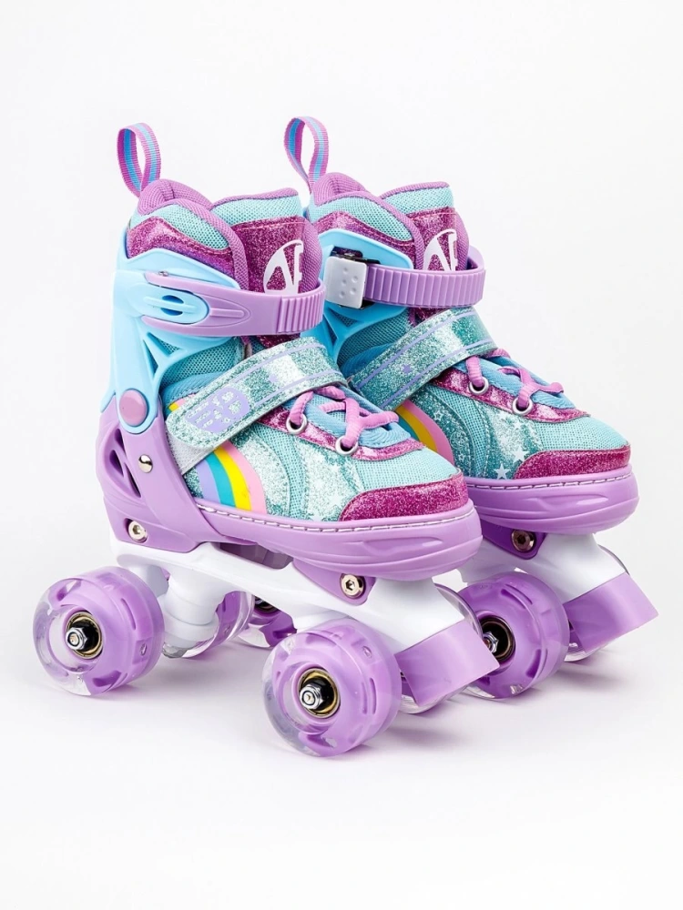 Ролики Amarobaby Disco раздвижные со светящимися колесами, фиолетовый, размер 34-37