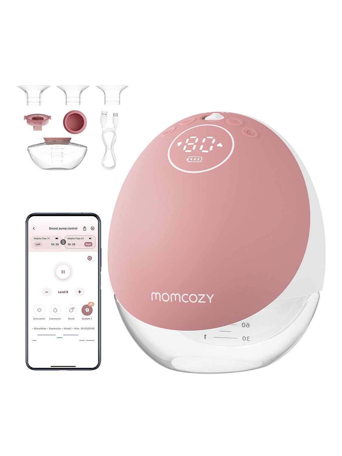 Momcozy Беспроводной портативный электрический молокоотсос BP223 (Mobile Flow, M9), 2 шт 