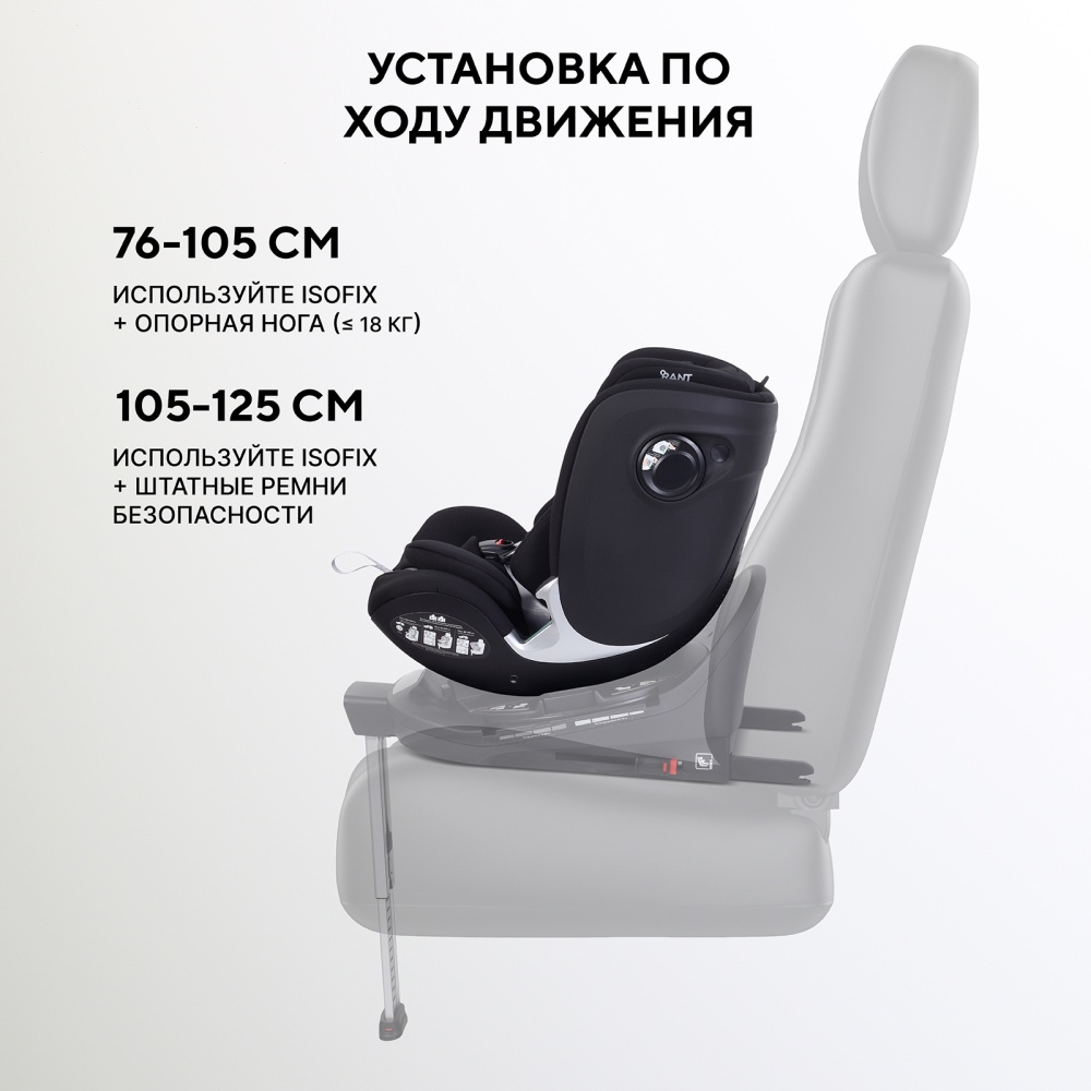 Автокресло RANT AY969 "ASTER MAX" Black (40-125см) (без базы)