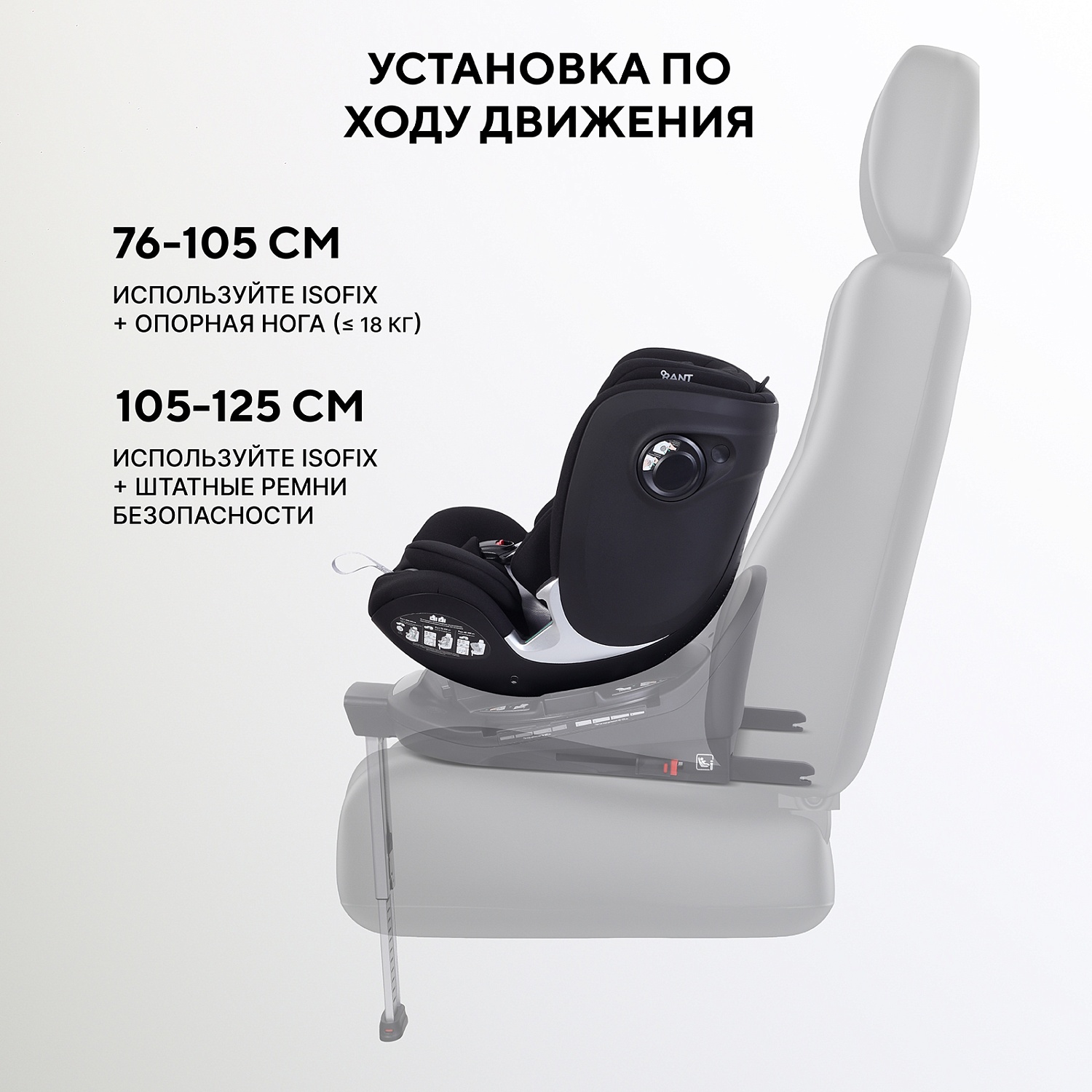 Автокресло RANT AY969 "ASTER MAX" Black (40-125см) (без базы)