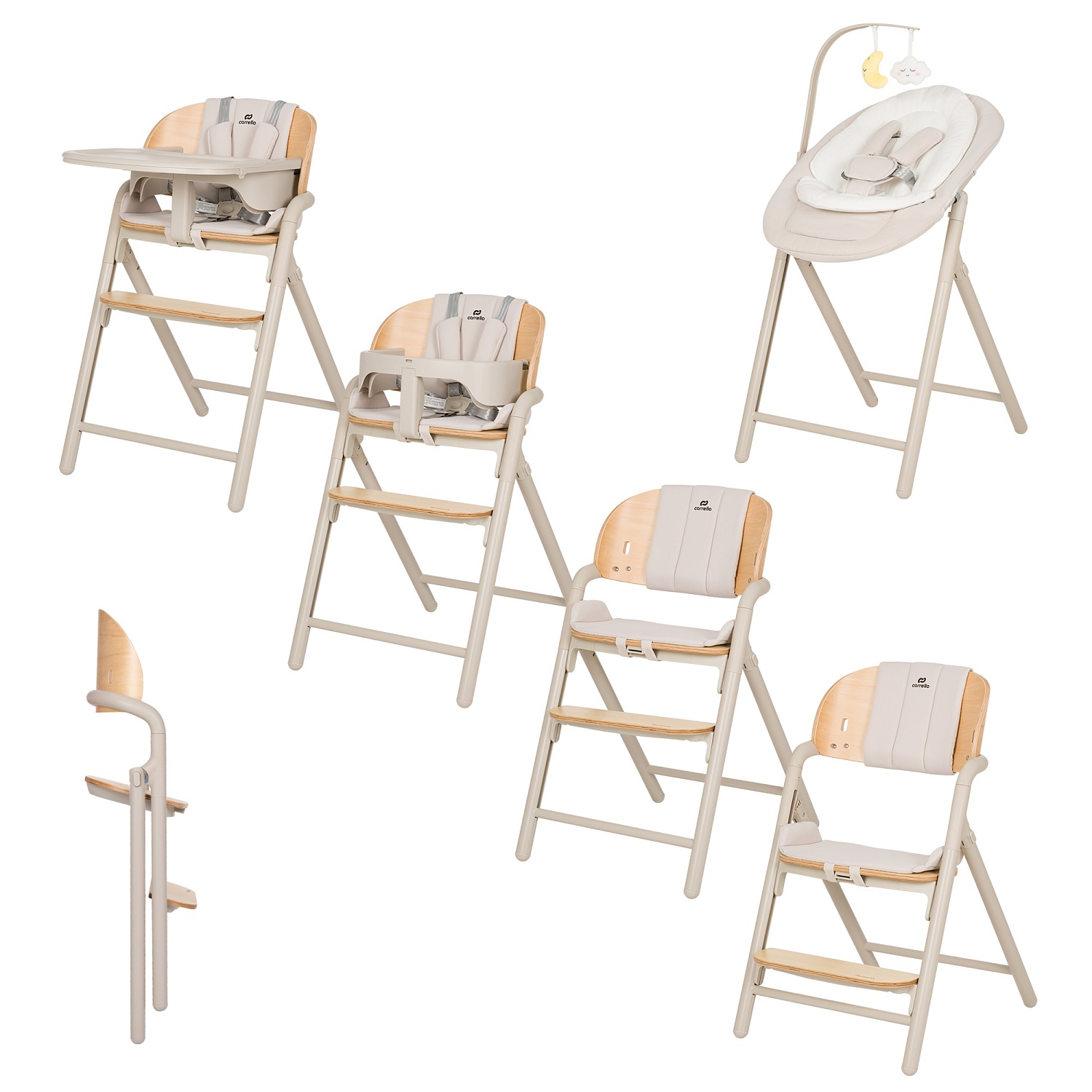 Carrello Стульчик для кормления   Tenero   Olympus Beige Wooden